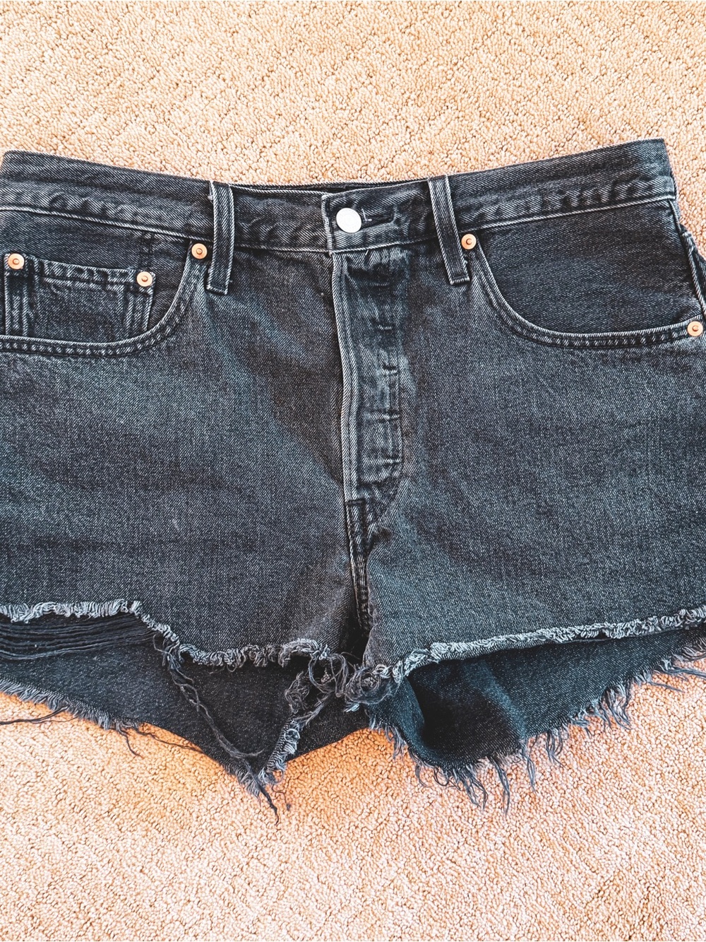 Signature by Levi Strauss Black Frayed Denim Cutoff Shorts